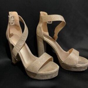 Gold Sparkly Chunk Heels